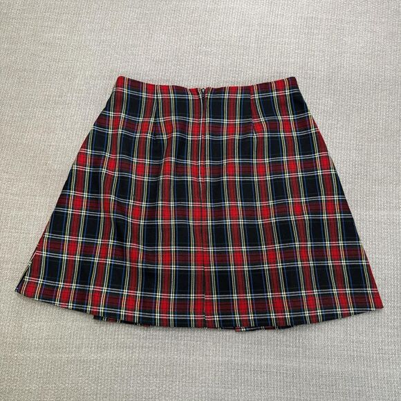 Vintage 90s Kathy Ireland red and black high waist plaid pleated mini skirt XS/S - Picture 5 of 5